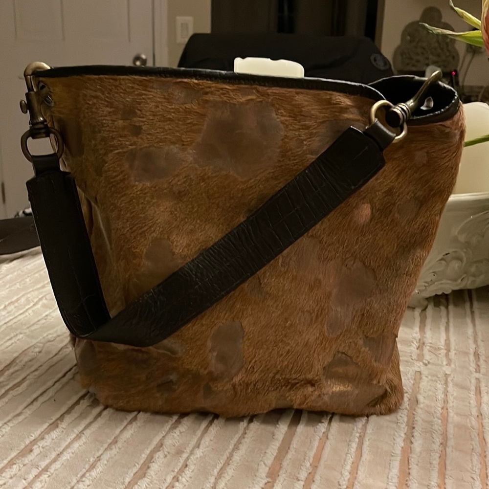 Mauriziotaiuti animal print cow hide and leather made in Italy 🇮🇹 hobo.